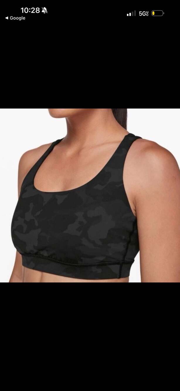 Lululemon Energy Bra Medium Support Black Camo Size 8